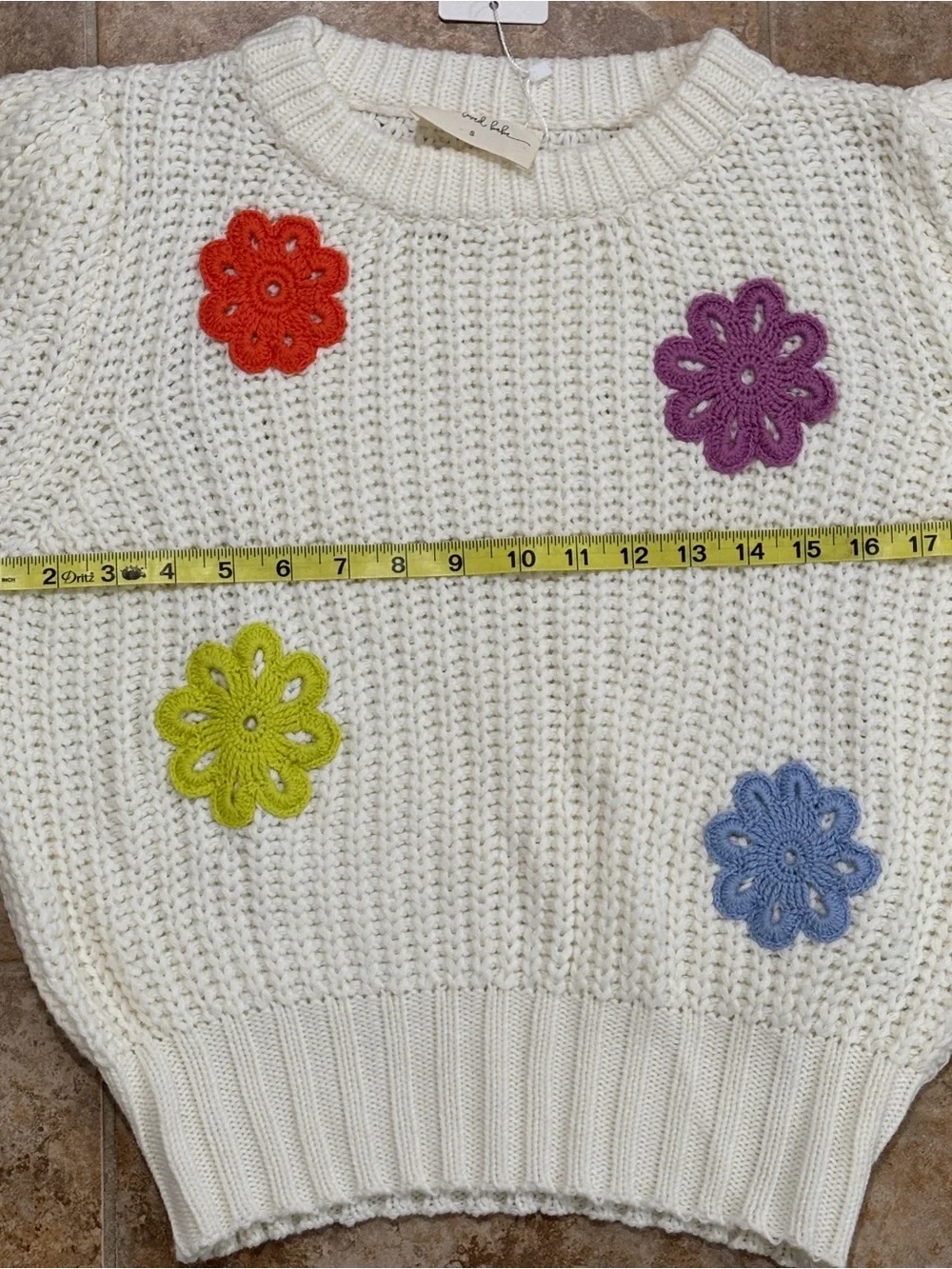 One Loved Babe Cream Flower Knit Sweater NWT
